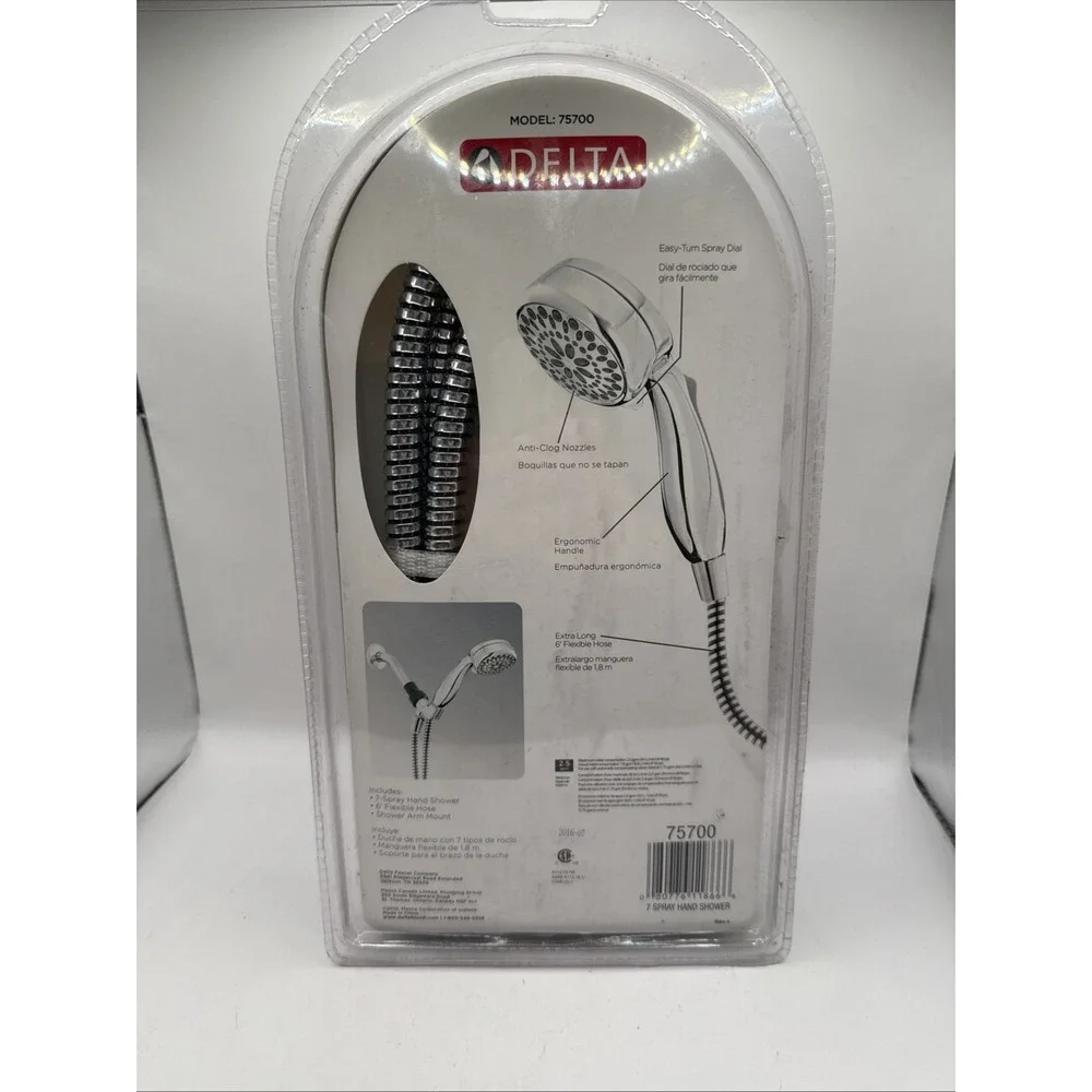 New Delta #75700 Chrome 7-Spray Hand Held Messaging Shower Head